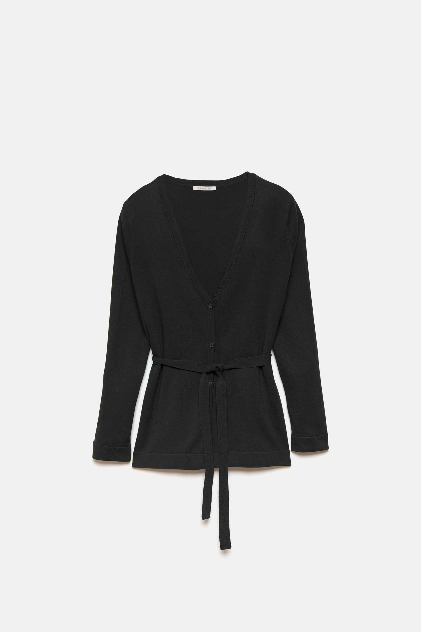 Cappotto cardigan in maglia liscia con cintura