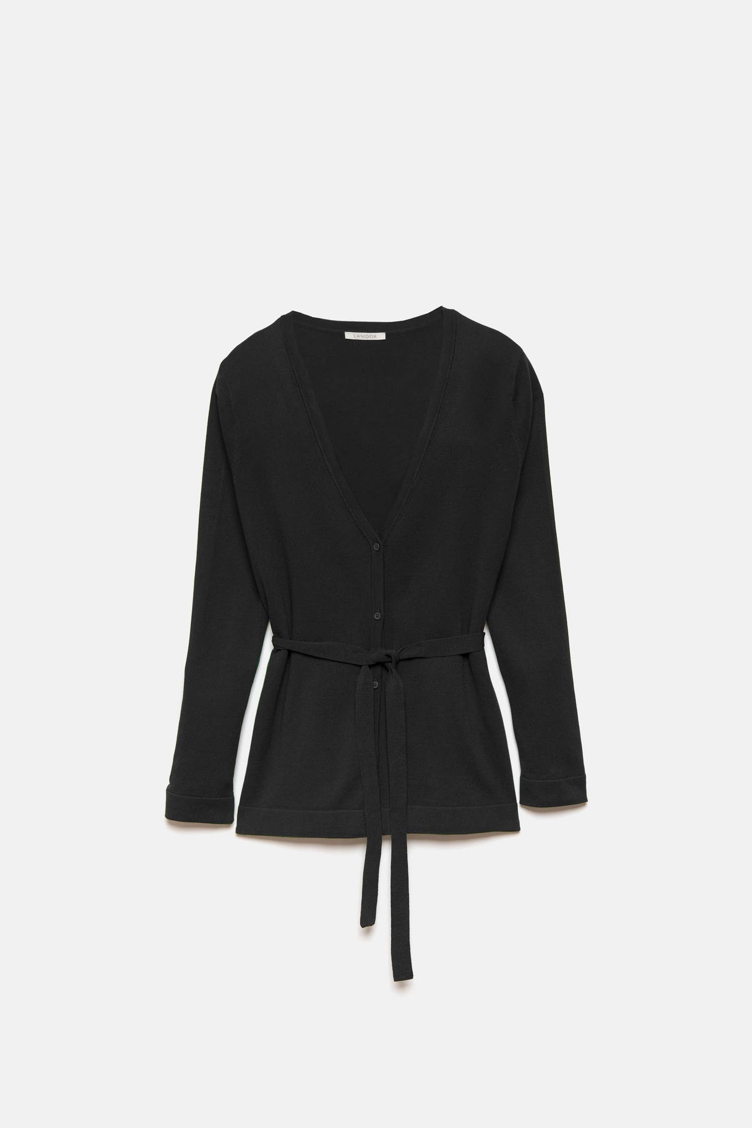 Cappotto cardigan in maglia liscia con cintura