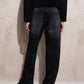 Jeans donna a vita alta in denim nero