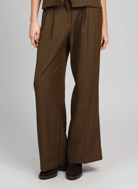 Pantaloni a vita alta ampi color militare