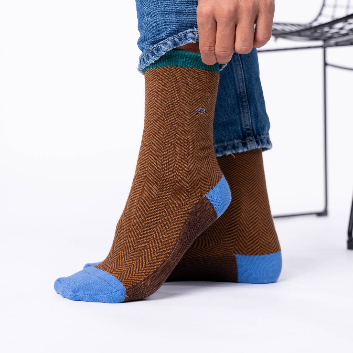 Calzini in cotone pettinato a motivo chevron
