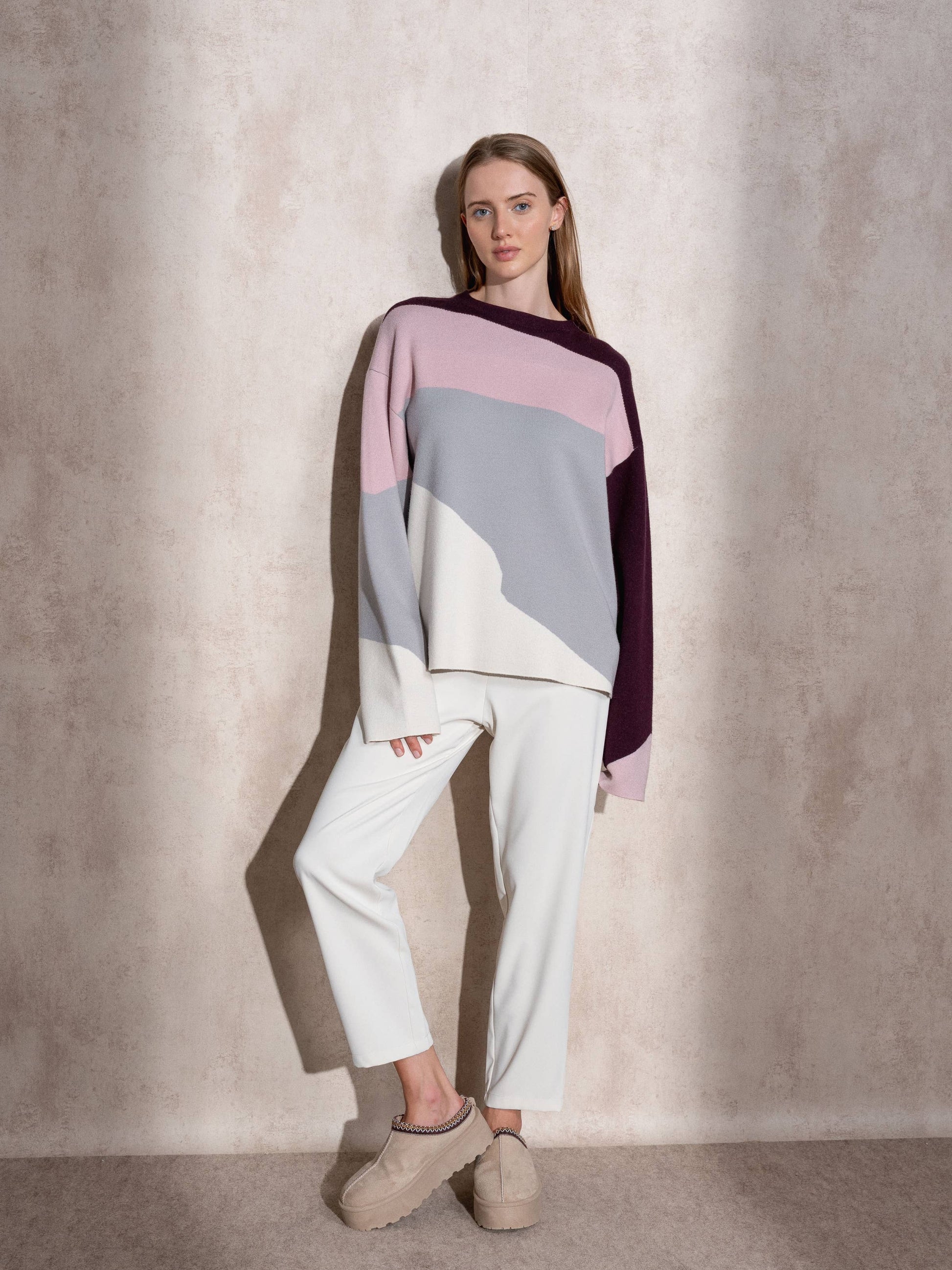 Maglione in maglia color block
