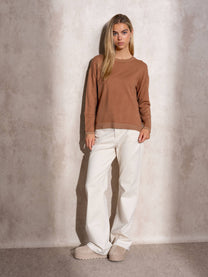 Maglione donna in maglia lurex girocollo
