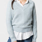Maglione a costine con scollo a V