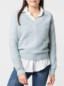 Maglione a costine con scollo a V