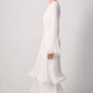 Abito lungo elegante in chiffon plissettato con maniche fluide
