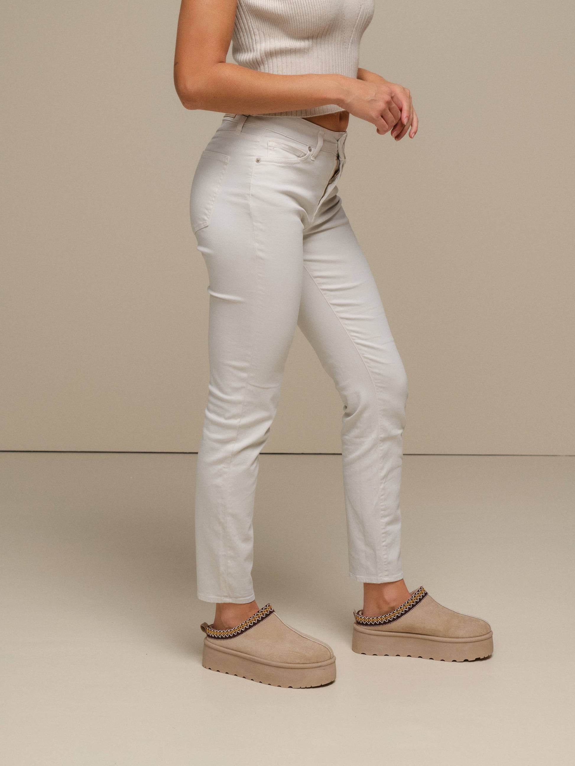 Pantaloni skinny in cotone stretch a vita alta