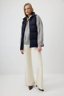Gilet trapuntato con zip blu navy