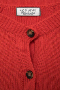Cardigan in lana a maglia rasata con bottoni a contrasto