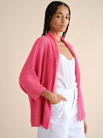 Cardigan in maglia di cotone con maniche ampie