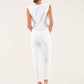 Pantaloni bianchi skinny con stampa transfer