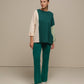 Maglia donna color block con bottoni ai polsi