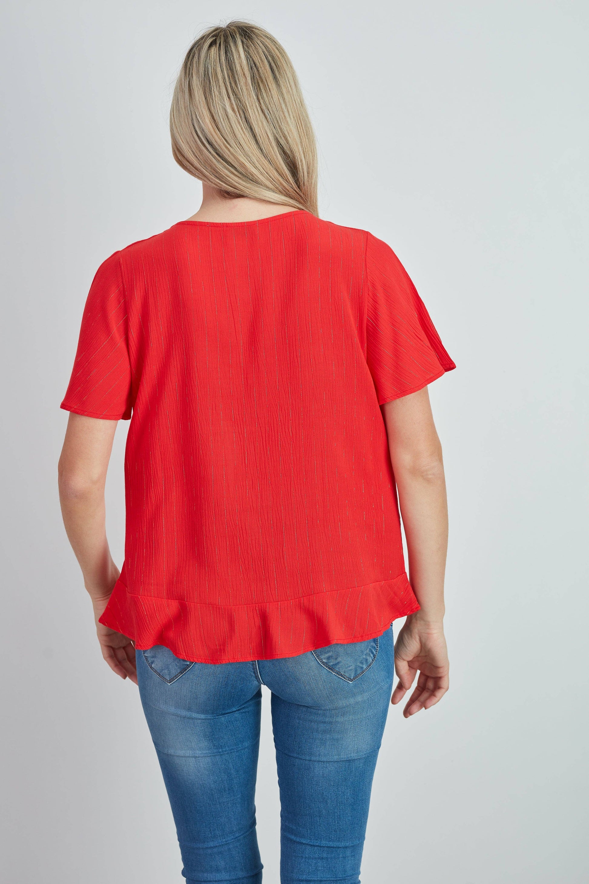 Blusa in viscosa lurex con nodo e scollo a V