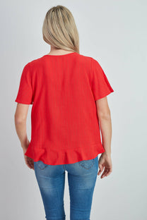 Blusa in viscosa lurex con nodo e scollo a V