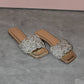 Sandali slider in PU oro con fascia gioiello