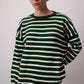 Maglione in maglia a righe verde e bianco