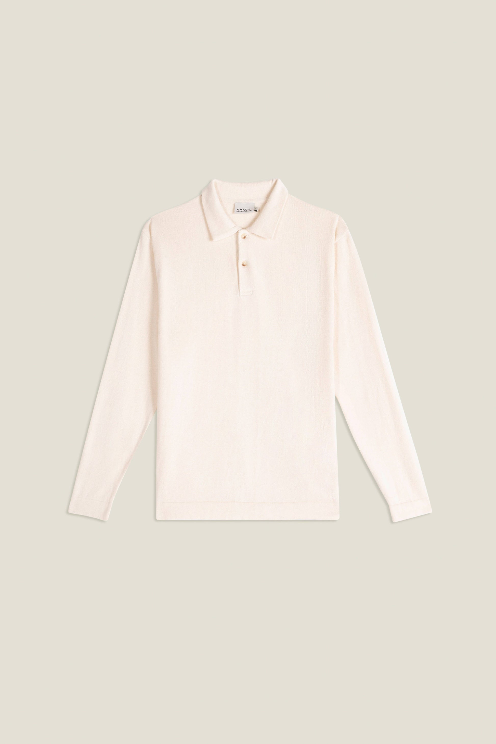 Maglione polo beige in cotone organico