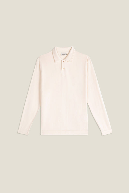 Maglione polo beige in cotone organico