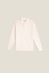 Maglione polo beige in cotone organico