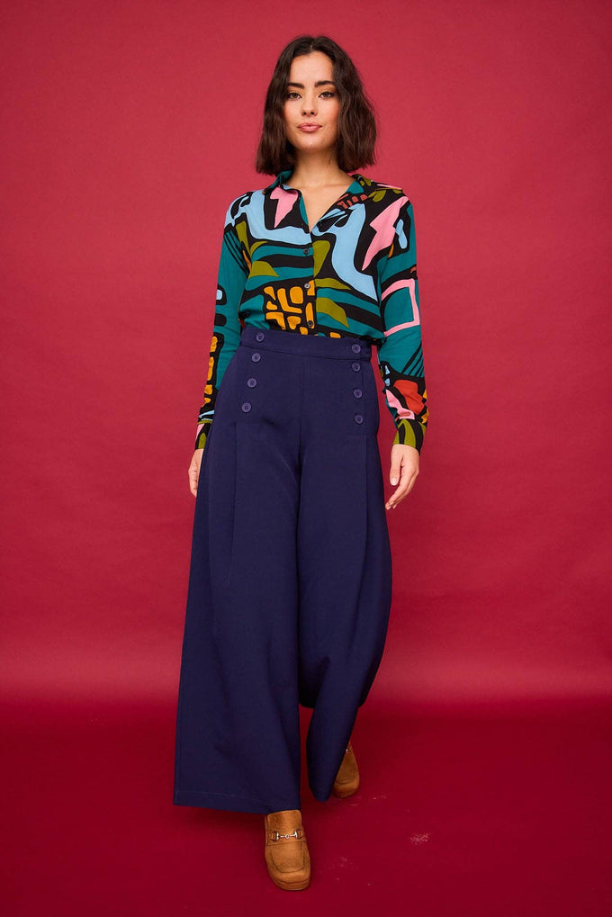 Camicia multicolore con maxi colletto