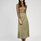 Top in pizzo kaki a collo alto