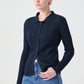 Body in maglia a coste con scollo polo