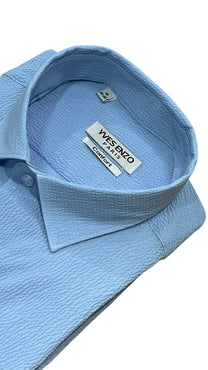 Camicia in garza di cotone color cielo