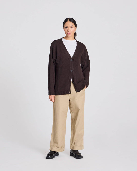 Cardigan in lana d’agnello Edith con scollo a V