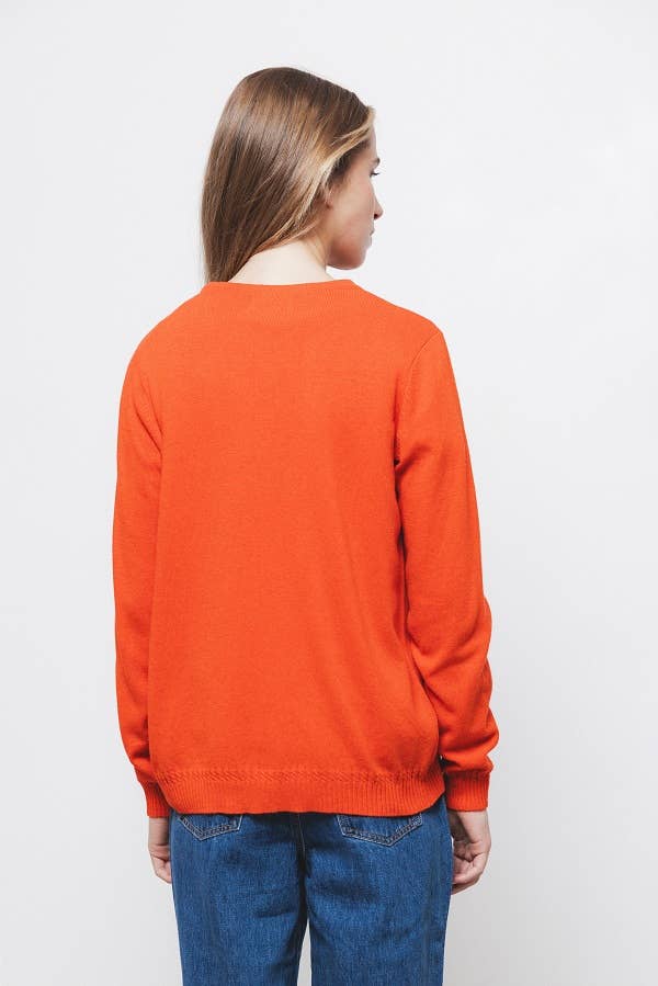 Cardigan in maglia rasata con bottoni a contrasto
