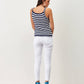 Top in maglia a righe blu e bianco in cotone