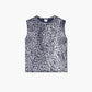 T-shirt smanicata animalier metallizzata blu navy