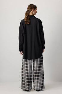 Pantaloni palazzo a quadri con vita elasticizzata in misto viscosa