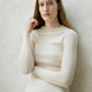 Maglione girocollo a costine in lana merino extra fine 3D