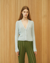Cardigan a trecce in cotone pregiato