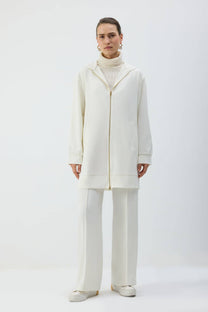 Giacca lunga con cappuccio e zip