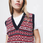 Gilet in Maglia Jacquard con Scollo a V