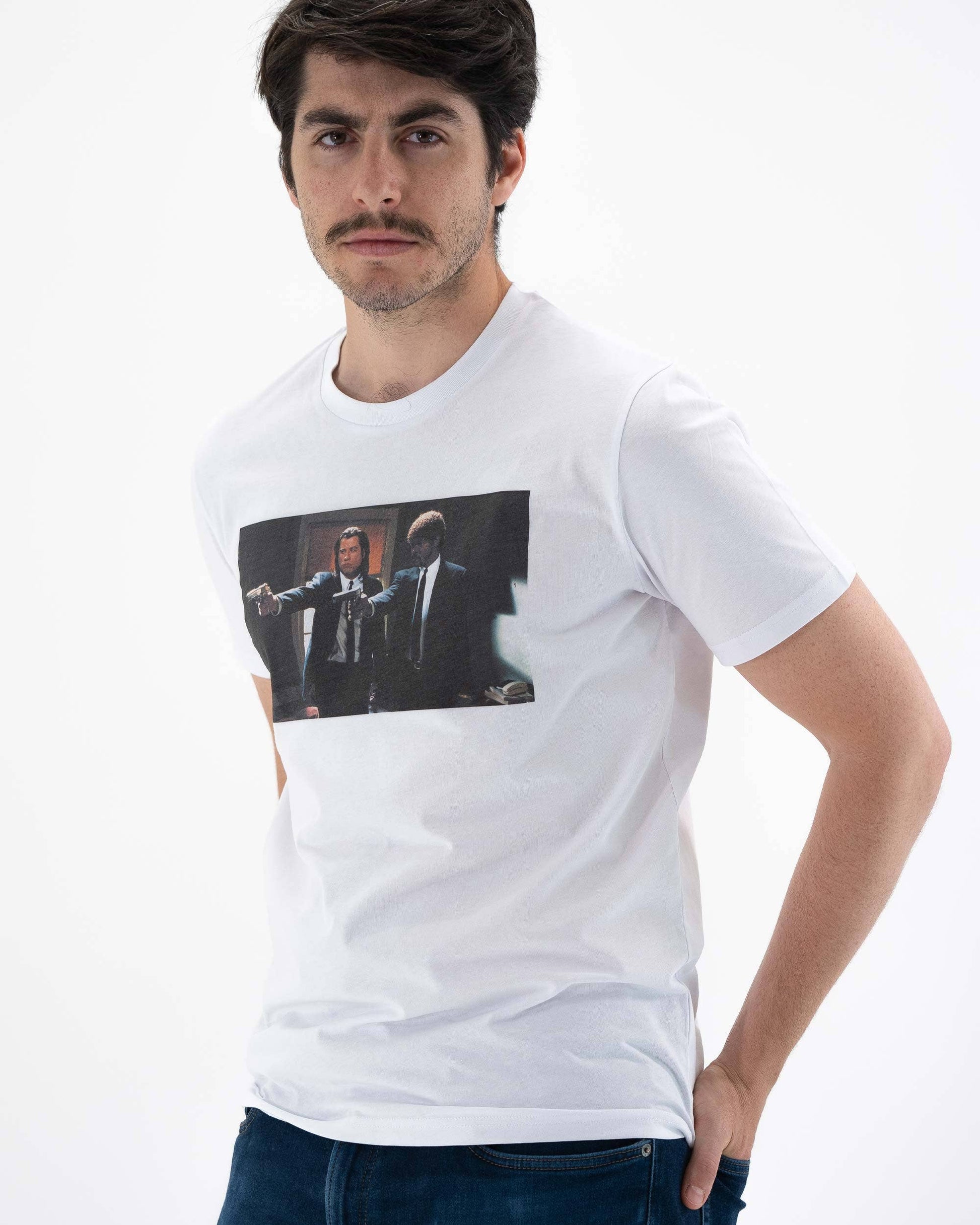 T-shirt fotografica John Travolta e Samuel L. Jackson