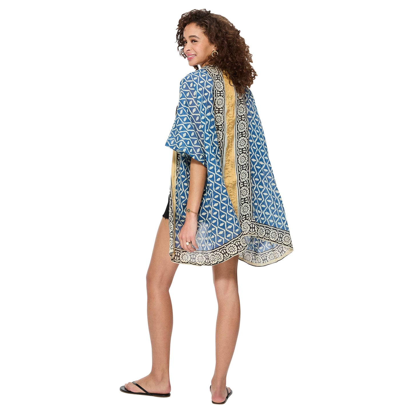 Kimono estivo boho in cotone con maniche corte