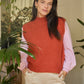 Maglione smanicato in maglia a collo alto da donna