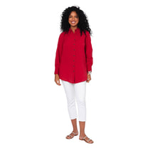 Camicia estiva in cotone e lino bordeaux