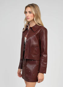 Giacca Claudiane in similpelle color vino