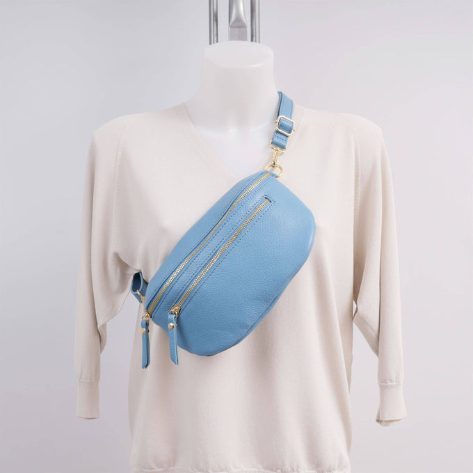 Marsupio in pelle con doppia zip