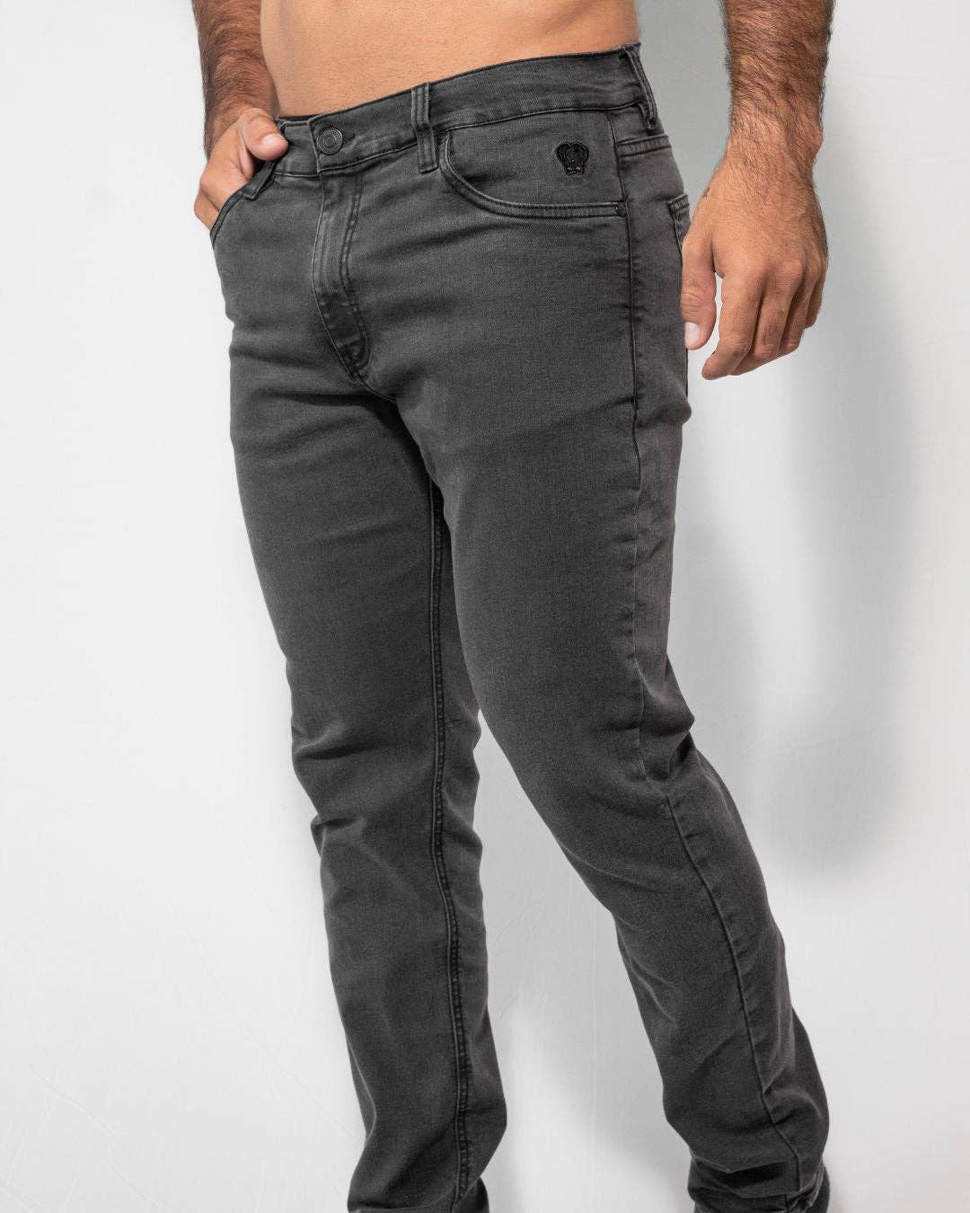 Jeans elasticizzati grigio scuro da uomo