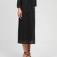 Gonna midi in pizzo nero con ricami di strass e perle