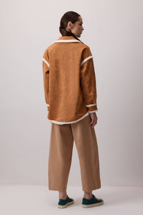Camicia effetto suede con profili in peluche