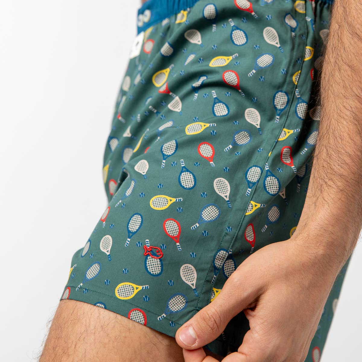 Boxer in cotone biologico con stampa racchette da tennis