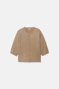 Cardigan in maglia rasata con maniche a tre quarti