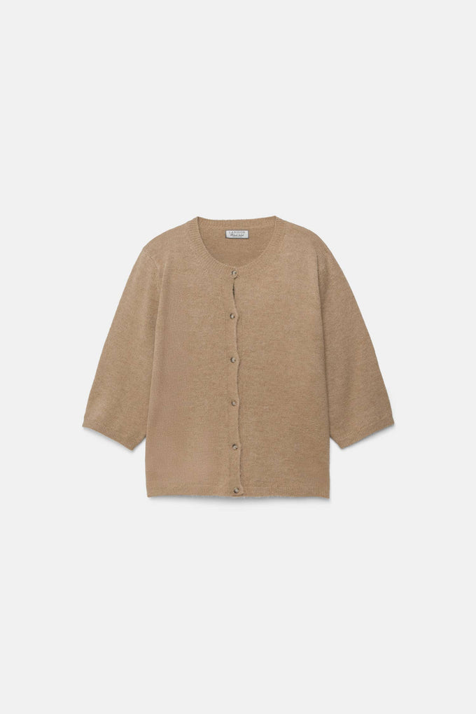 Cardigan in maglia rasata con maniche a tre quarti