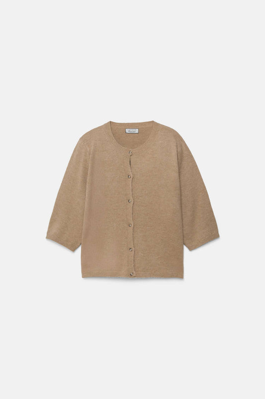 Cardigan in maglia rasata con maniche a tre quarti