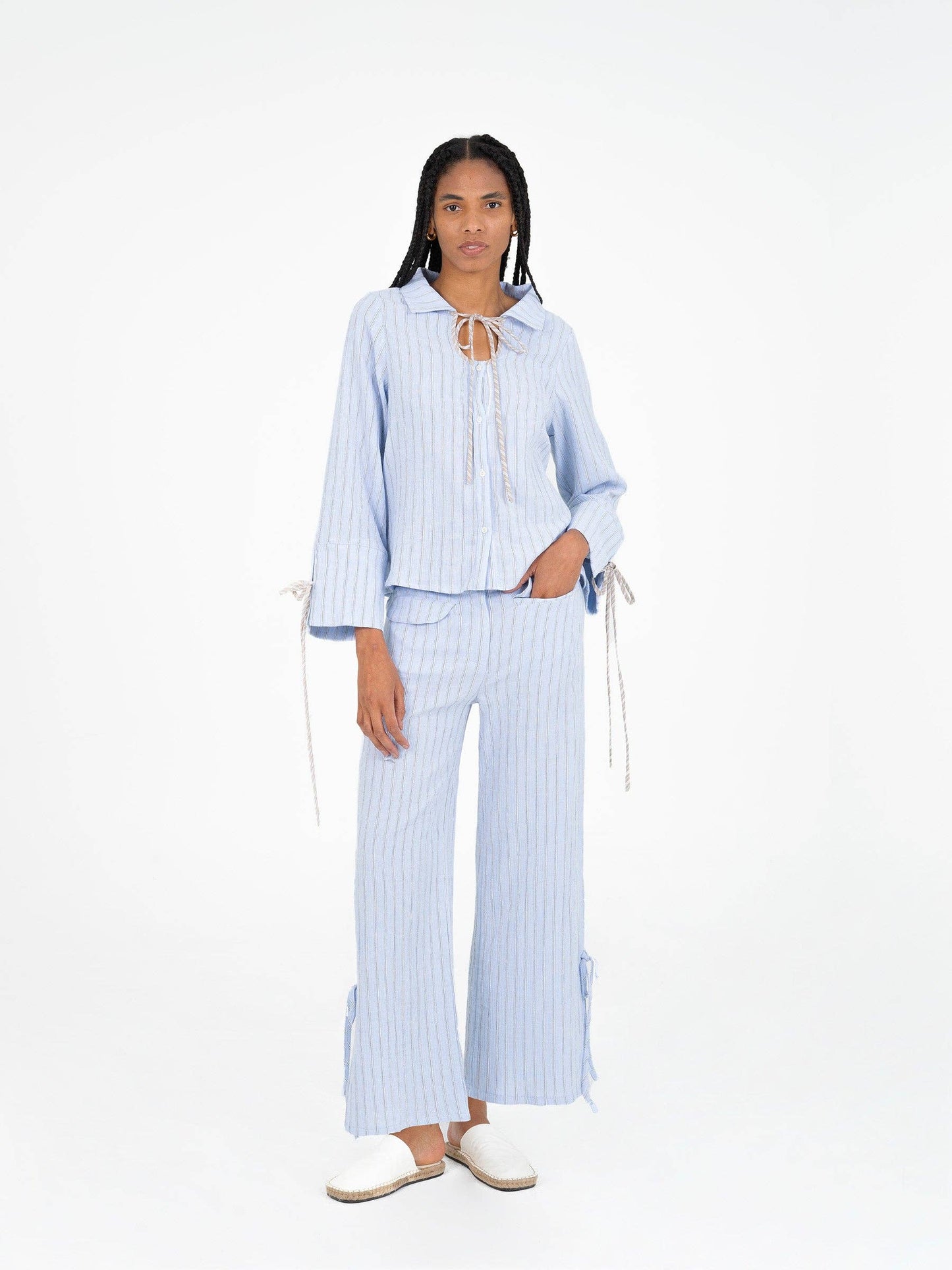 Pantaloni a Righe Blu Skyline